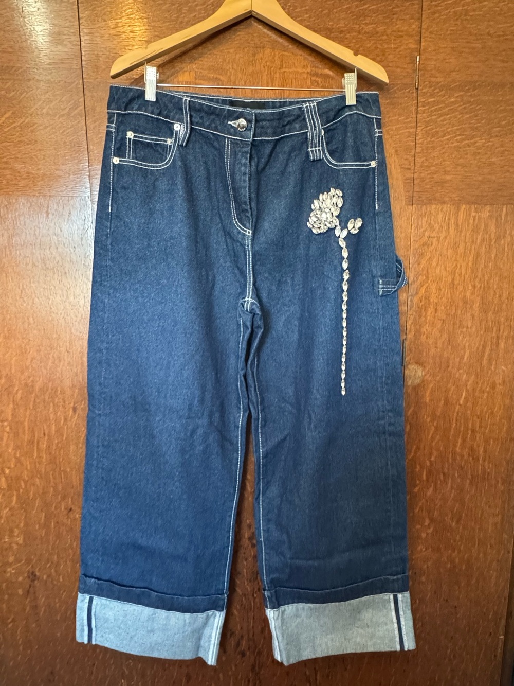 Simone Rocha Dark Blue Embellished Boyfriend Jeans